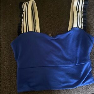 Blue Sleeveless Top with Striped Straps